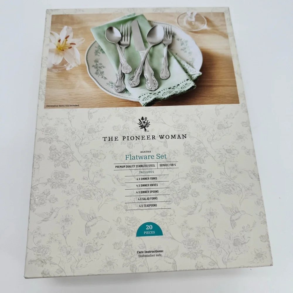 Pioneer Woman Agatha Flatware Silverware Set Service for 4 Stainless Steel New